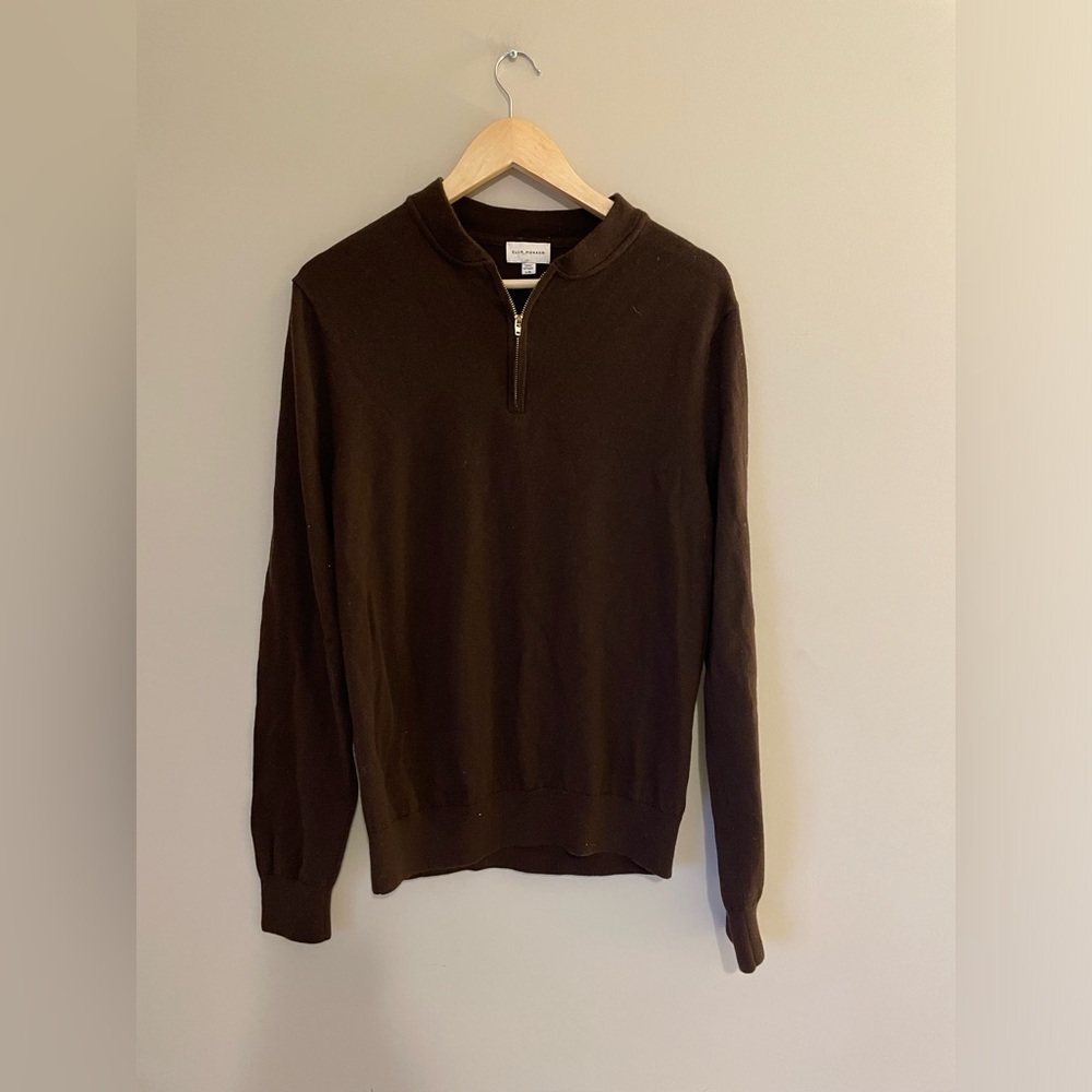 Men’s Club Monaco Dark espresso Brown 1/4 Zip Sweater L NWOT old money